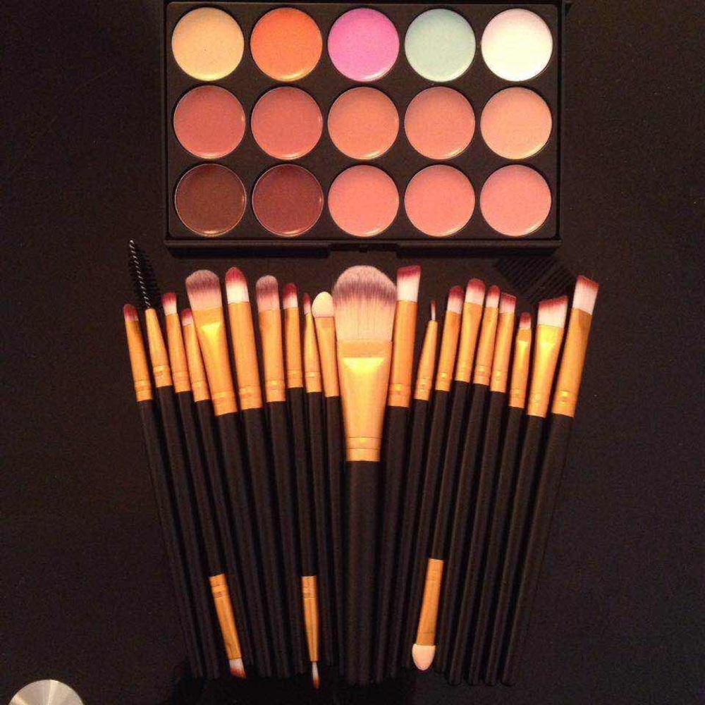 New 20pcs Makeup Brush+15 Color Concealer Palette
